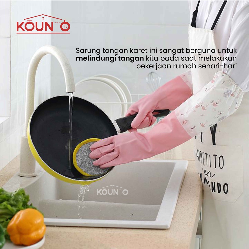 Sarung Tangan Karet Cuci Piring Baju Panjang Lateks Anti Air Tebal Rubber Gloves Latex Waterproof