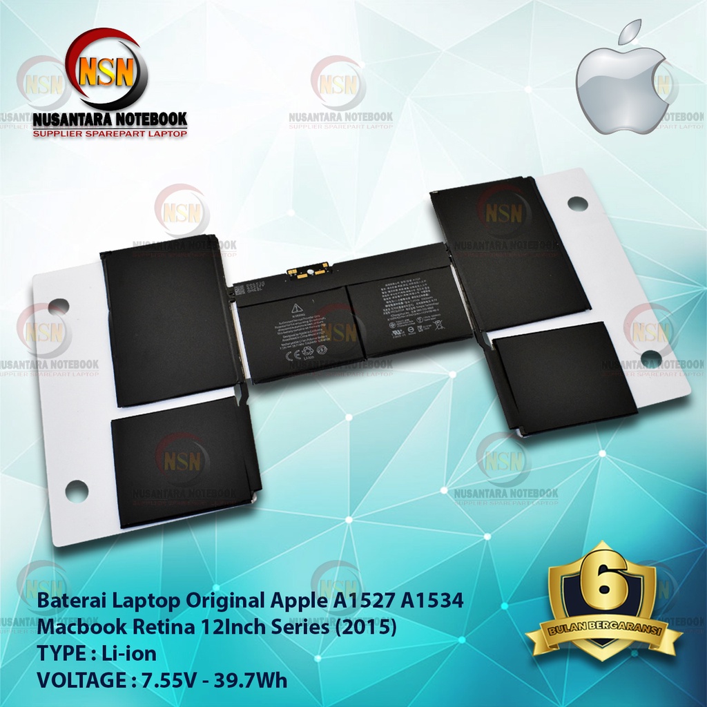 Baterai A1527 A1534 Macbook Retina 12&quot; 2015 Series