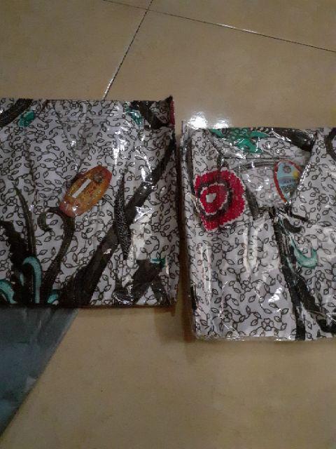 Couple Tunik Puff Bunga Ilalang Batik Sarimbit Midi Seragam Kerja