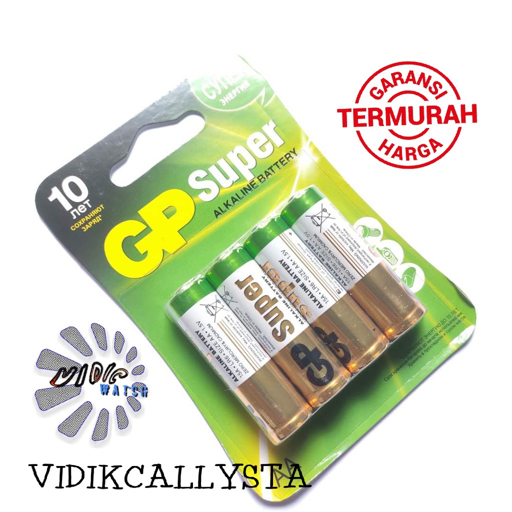 ORIGINAL BATU BATTERY BATREI GP SUPER AA A2 ISI 4 ASLI