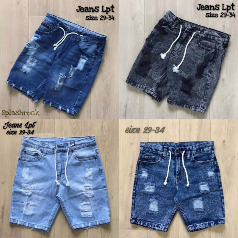 [Bisa COD]Celana Jeans Pendek Sobek Pria Wisker Jeans Pendek Ripped Robek Pria Premium Distro