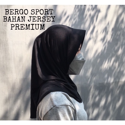 Hijab Bergo Jersey premium pet pendek / hijab sporty pendek / hijab sport salur instan simple BISA COD &amp; INSTAN