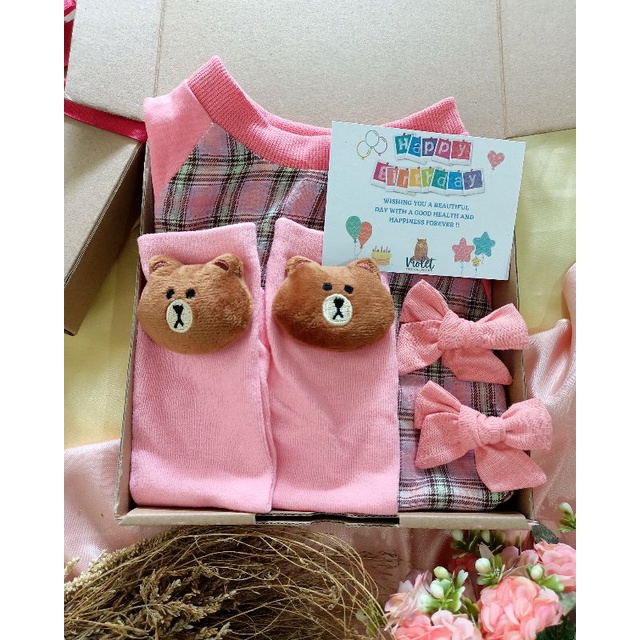 (Violet) Hampers box, Hampers bayi, hampers baby, kado bayi, kado anak, kado ulang tahun, dress anak