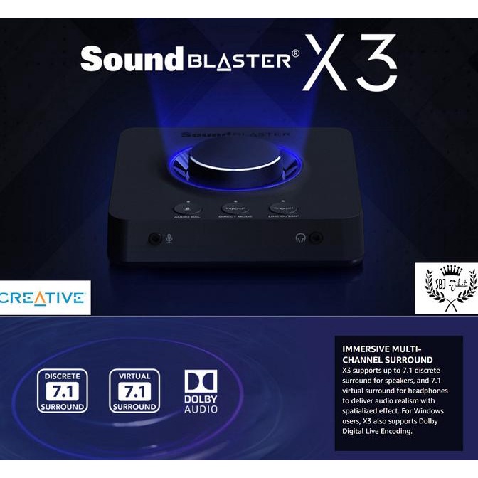 CREATIVE Sound Blaster X3 Hi-res 7.1 USB DAC Amp Sound Card PS4 PS5 PC