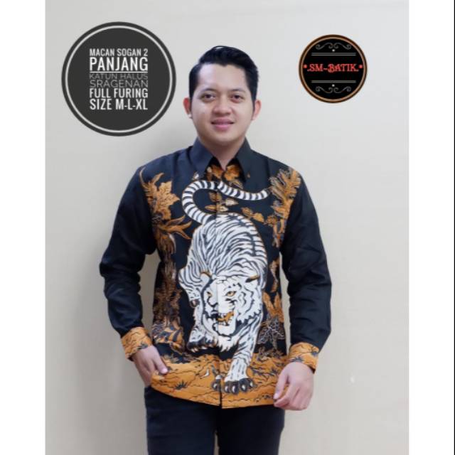 KEMEJA BATIK MOTIF MACAN EKOR PUTIH
