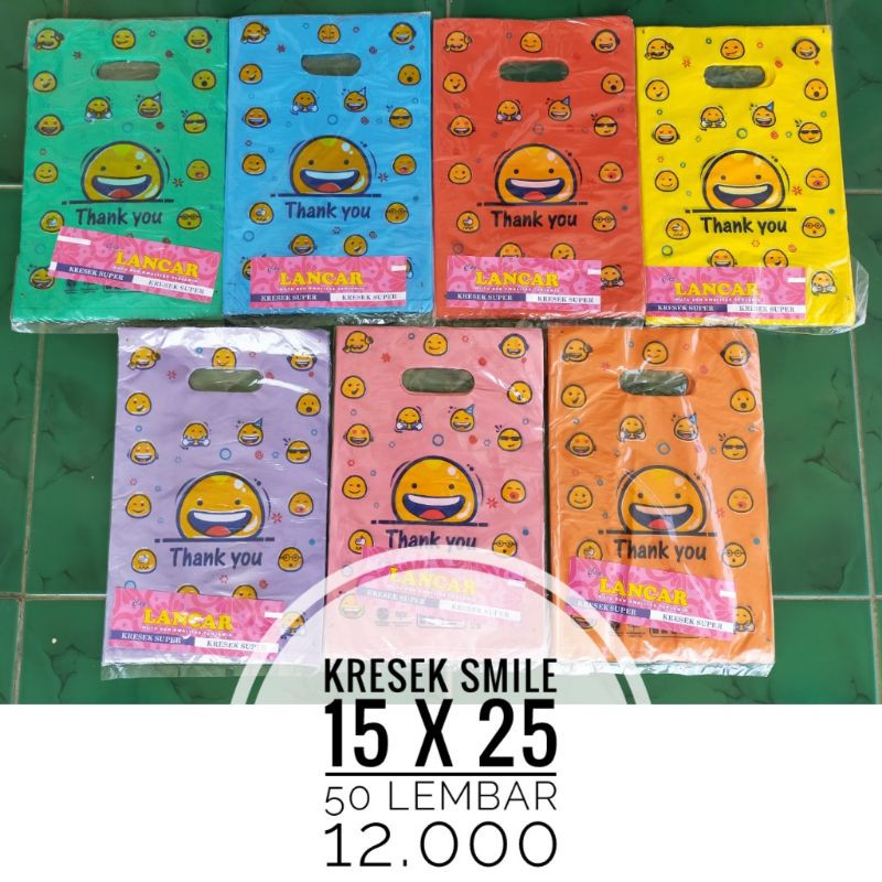 Kantong kresek motif/kresek olshop smile/kresek olshop kecil tipis 15x25 cm
