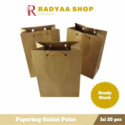 Paperbag Coklat Polos Tali Kertas | Tas Kertas | Tas Souvenir Size 11x6x15cm (PxLxT)