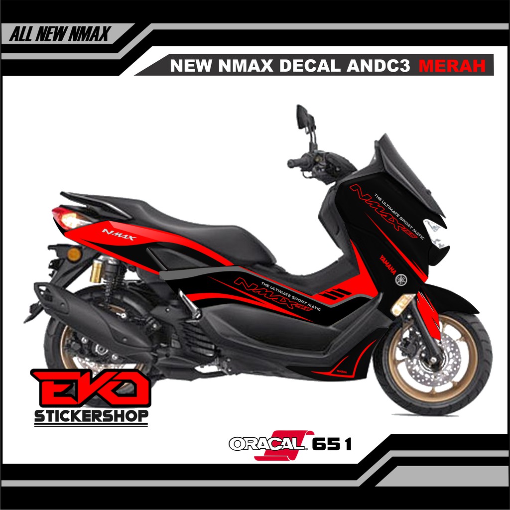 DECAL STIKER ALL NEW NMAX HITAM STIKER SIMPLE MERAH