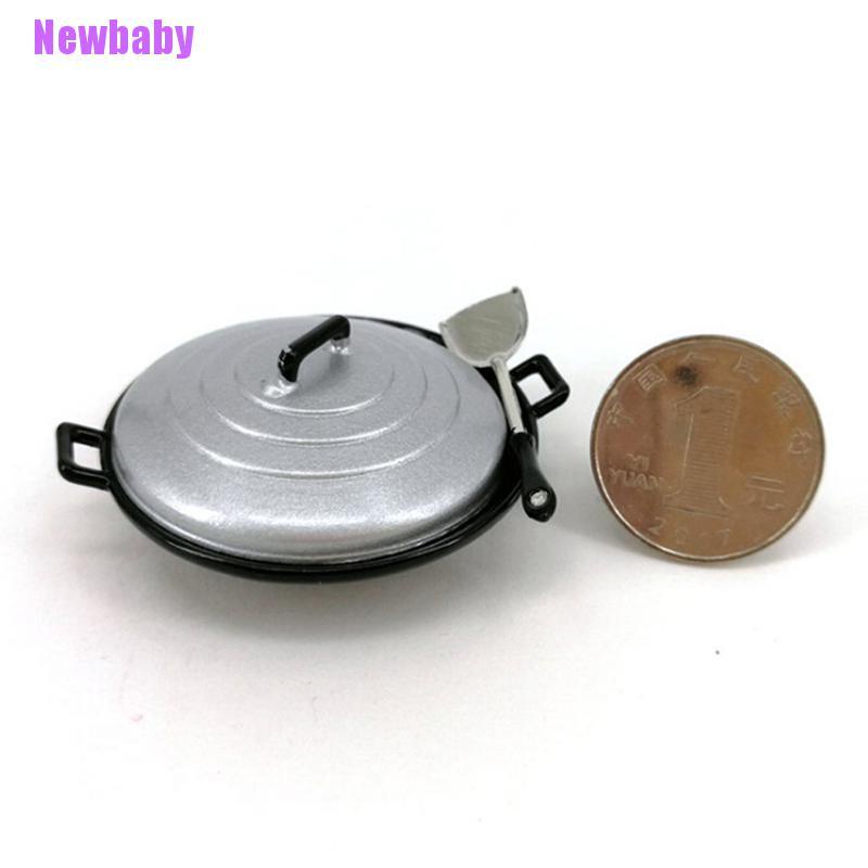 (Newbaby) 3pcs / set Mainan Miniatur Panci pancake Skala 1: 12 Untuk Aksesoris Rumah Boneka