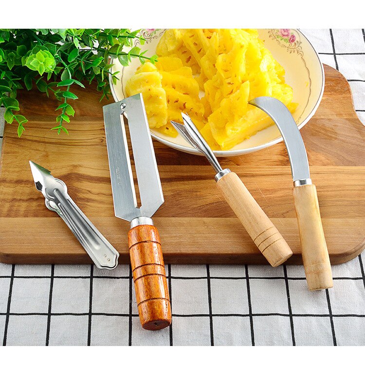 1 Set  isi 4 Pcs Alat Pengupas Nanas Pisau Peeler Pemotong Nanas