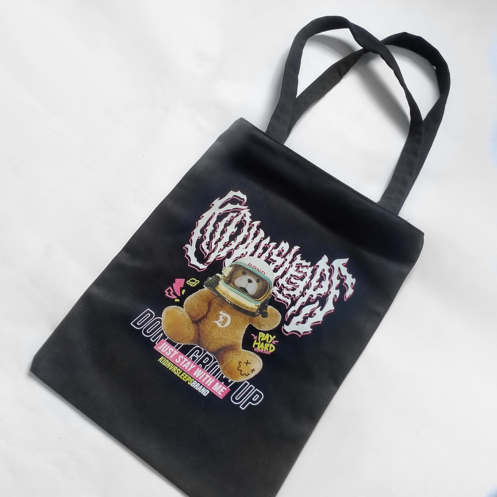 ToteBag Kanvas RESLETING Totebag Hitam Tas Sekolah Tas Kuliah Tas Belanja