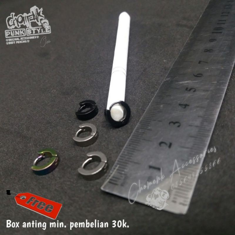 Piercing earring anting tindik titanium hitam-silver-pelangi(kecil)