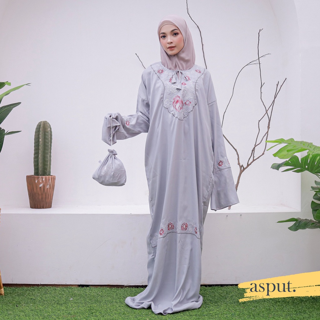 ASPUT - Sassy Grey Mukena Abaya Bordir by HIBI