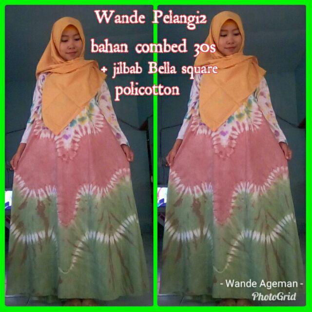 Gamis Kaos Pelangi Batik Tiedye Delima Jumbo Premium