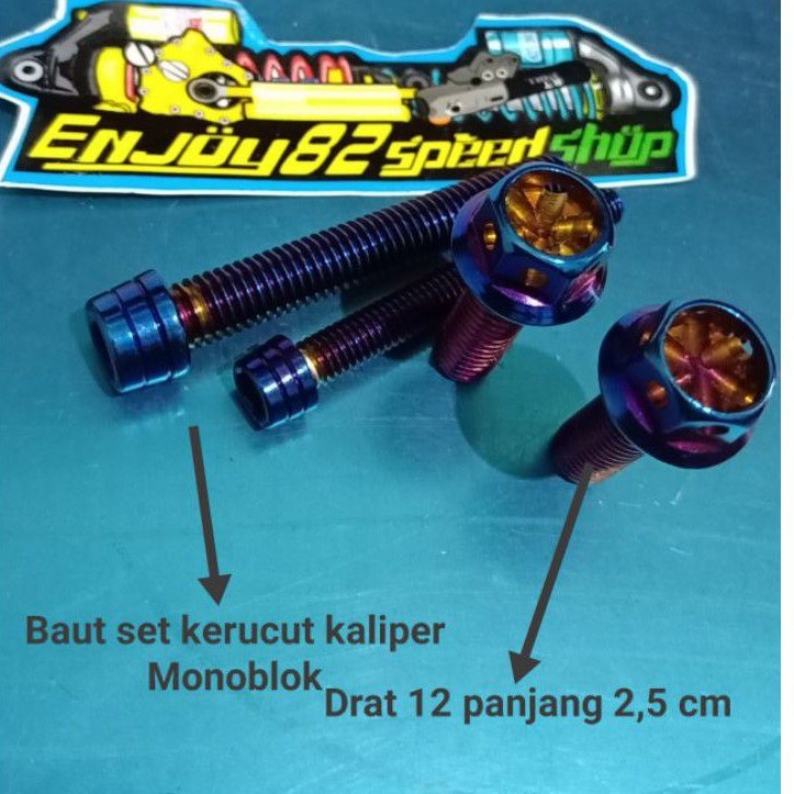 Baut Set Pb Probolt Kerucut Kaliper monoblok plus Baut Pb Breket Honda Beat Scopy Vario