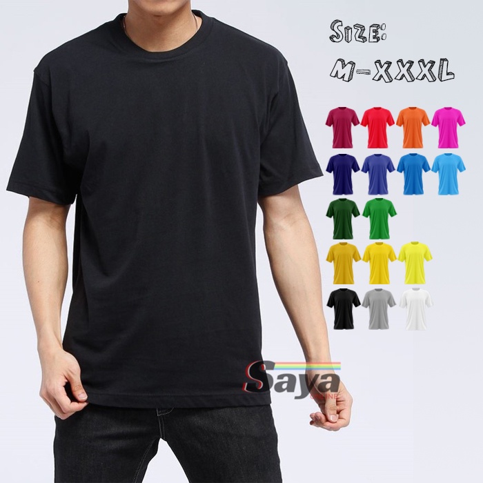 Kaos polos 30s, basic t-shirt, kaos dalam, hitam putih warna-warni, kaos adem S/M/L