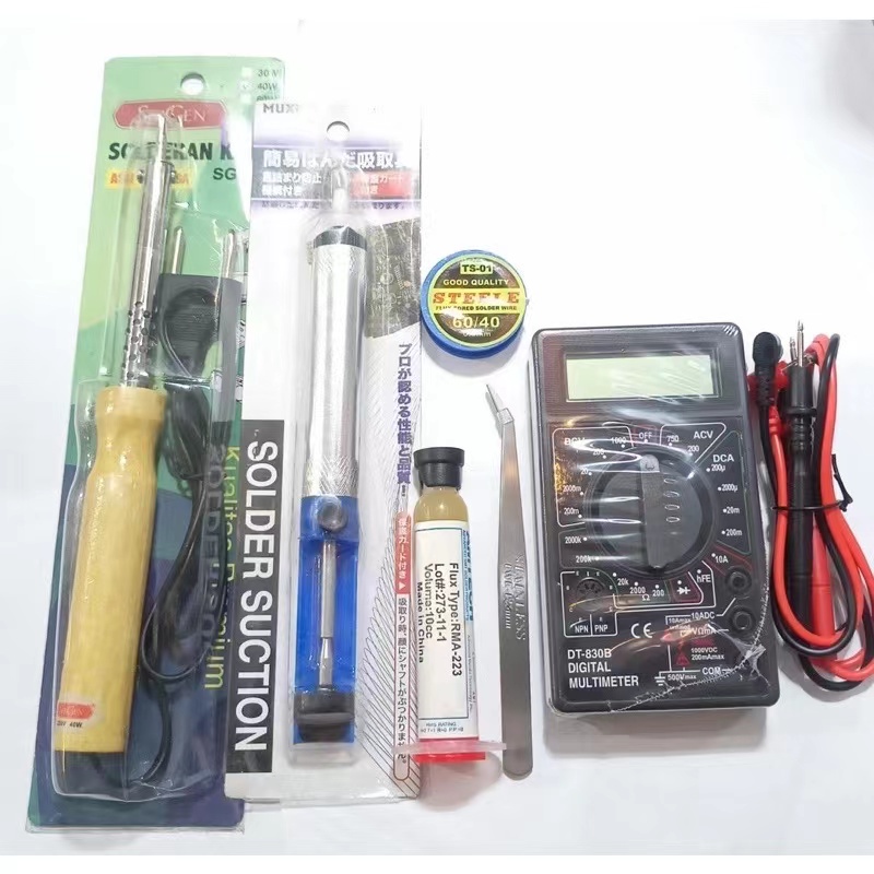 PAKET LENGKAP SOLDER KIT MULTIMETER SOLDER TIMAH FLUX PASTA PENYEDOT TIMAH PINSET