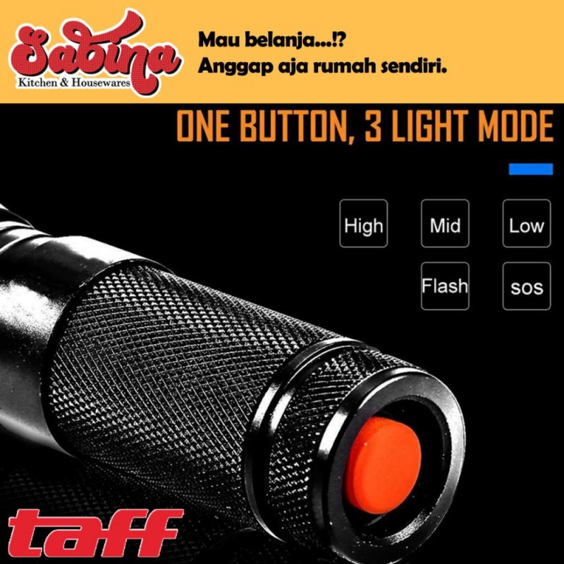 Lampu Senter Outdoor Darurat Emergency LED Tactical XML-T6 TaffLED