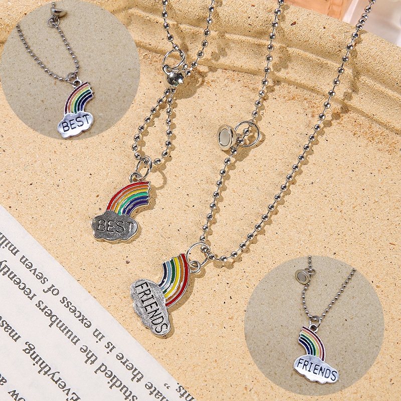 1 Pasang Magnetic Rainbow Couple Kalung Sederhana Dan Kreatif Pacar Klavikula Rantai Pria Dan Wanita Liontin Perhiasan Aksesoris ANTOP