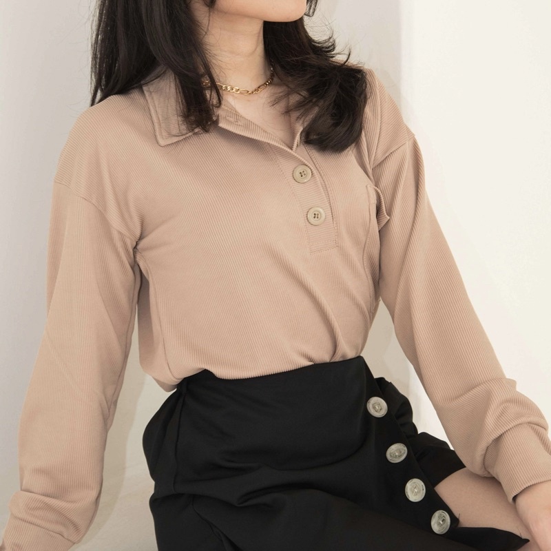 Polo long sleeve woman top