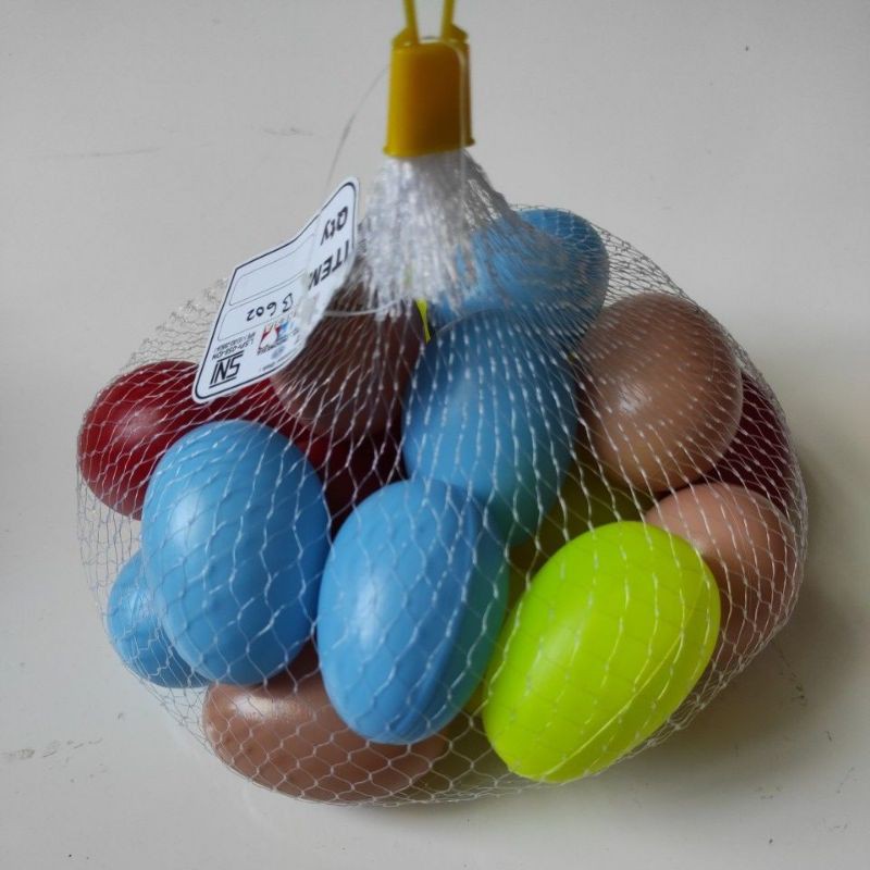 Mainan Telur Teluran Plastik Anak Bayi Kemasan Jaring Isi 20 Pcs-Telur WARNA