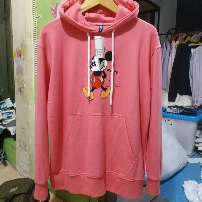 Hoodie Hnm Mickey Mouse Pink H&amp;M Wanita Cewek Pria Free Paper Bag