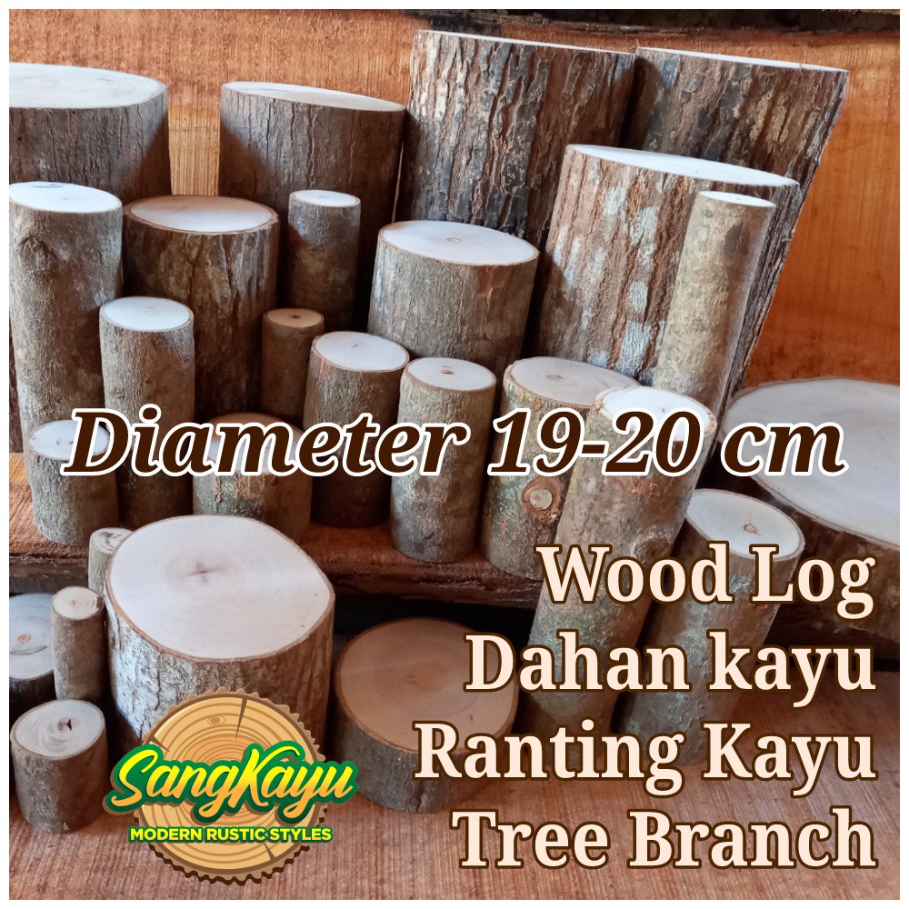 Kayu log kayu diameter 19-20 cm bahan craft dekorasi pernikahan hiasan