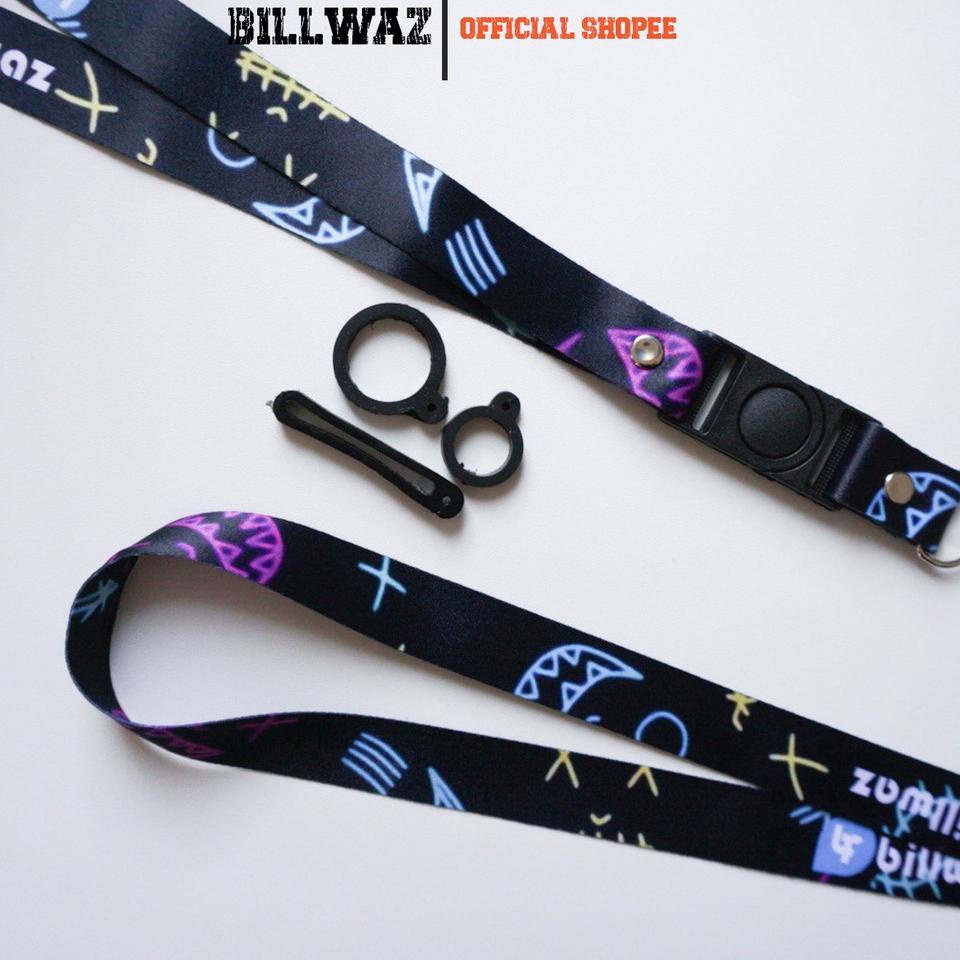 

Modern.. Lanyard Billwaz gantungan id card Motif neon Printing Oring 3 ukuran