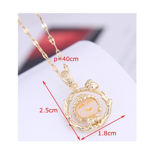 LRC Kalung Fashion Golden Round Alloy Necklace A6237X