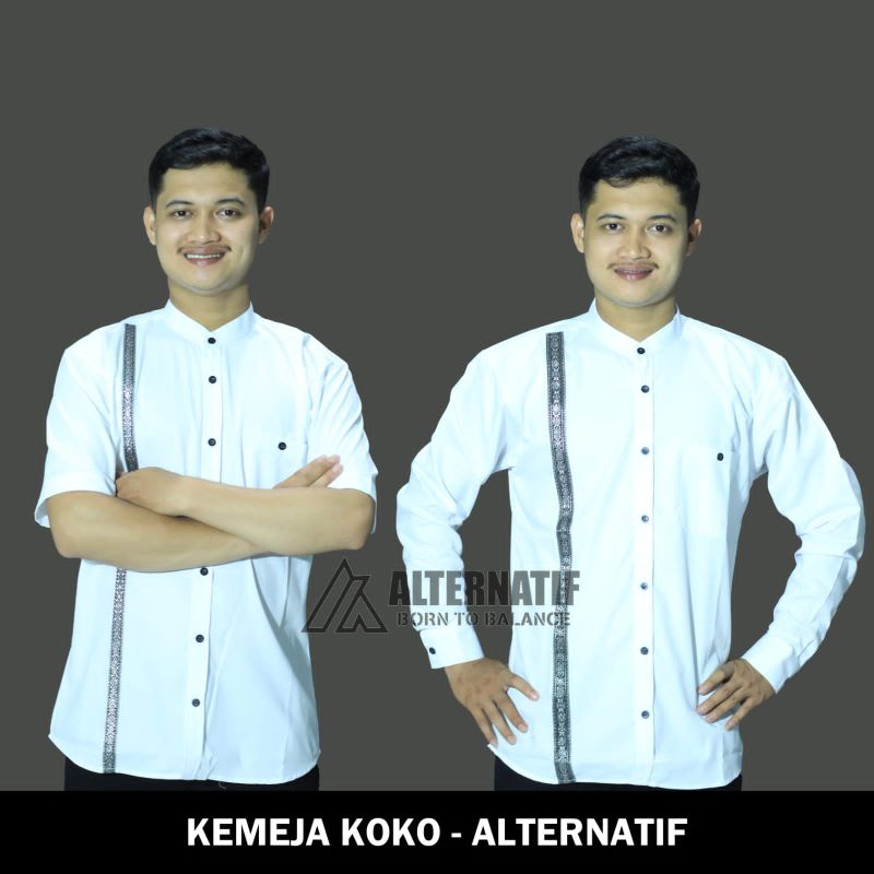 KEMEJA KOKO PUTIH KEMEJA KERAH SHANGHAI PRIA