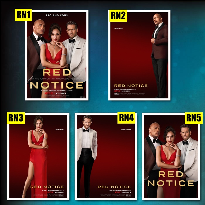 Poster film Red Notice - hiasan dinding ukuran A3 bioskop dinding aesthetic jumbo movie
