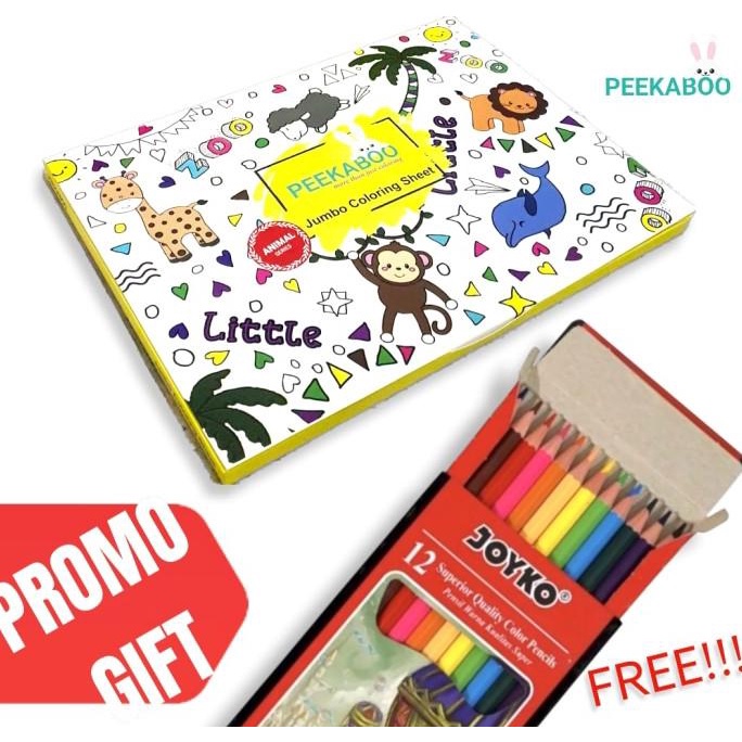 

[BISA COD] Jumbo Coloring Sheet "PeekABoo" Gratis Pensil Warna