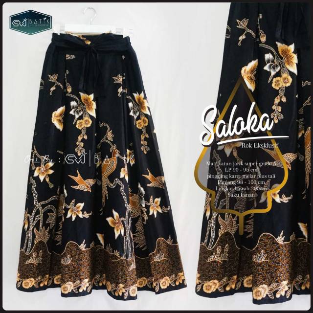BEST SELLER ROK BATIK SALOKA BLACK ROK BATIK PONGGOK BAHAN JARIK KATUN ASLI SOLO ROK PAYUNG KLOK A