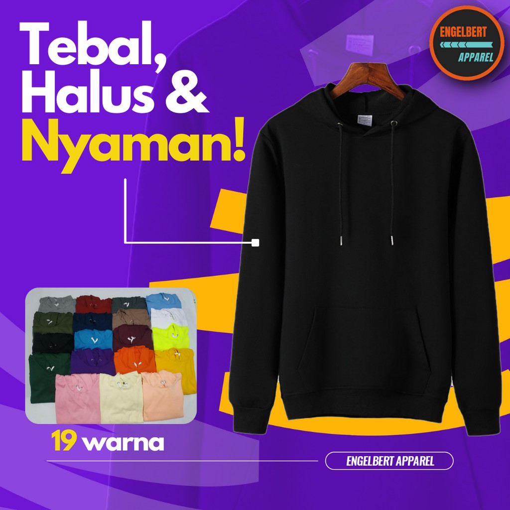 Hoodie Polos Jumper Bahan Tebal Unisex Pria dan Wanita Hoodie Polos Jumper Bahan Tebal Unisex Pria dan Wanita