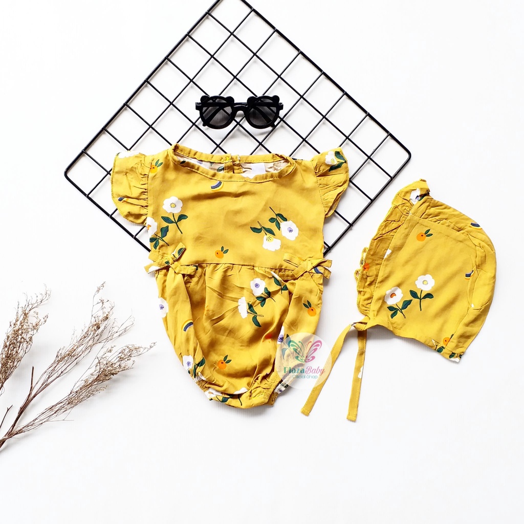PROMO 7.7 plazababyku  MX ROMPER EMMA setelan bayi motif bunga yang lucu free bonnet PART2