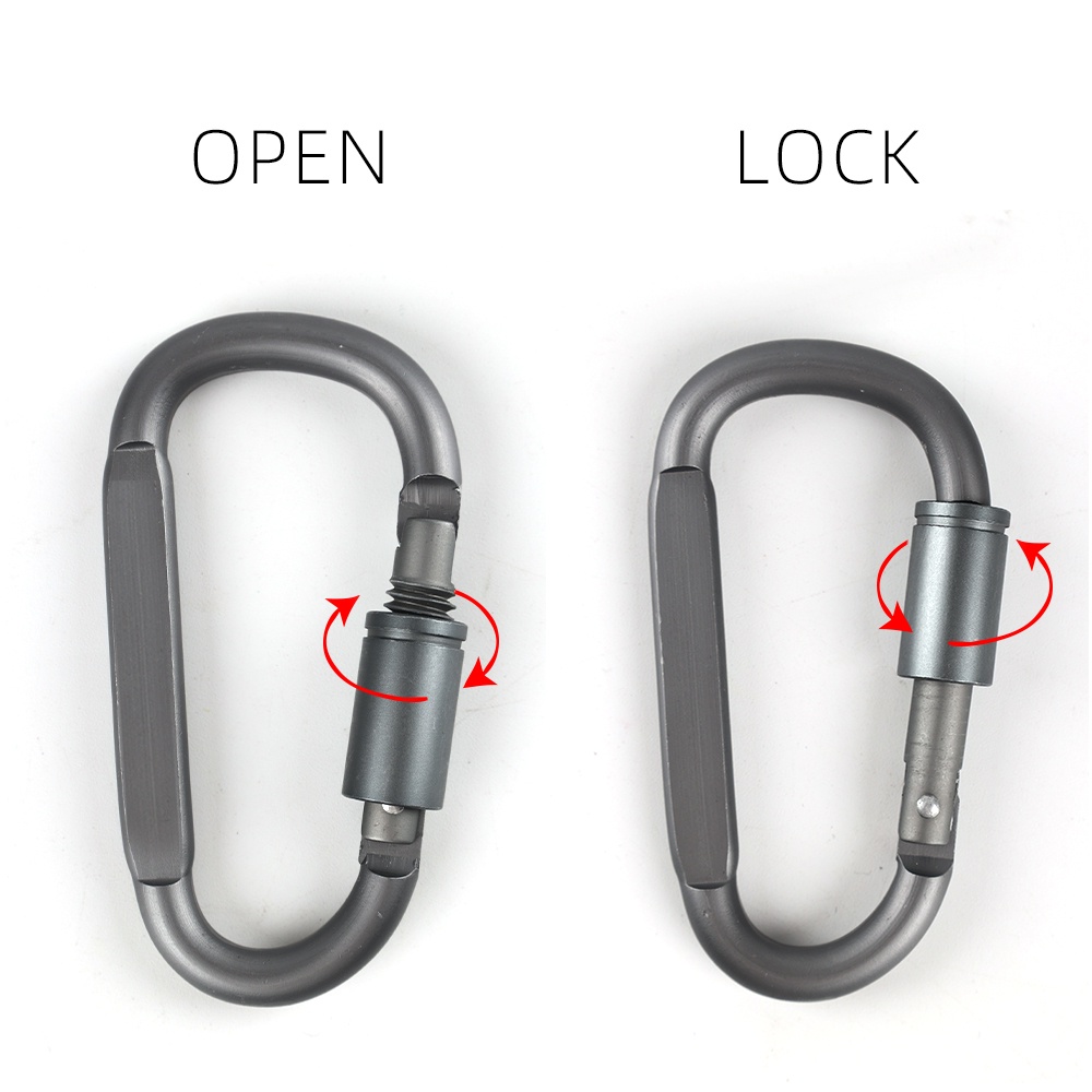 1pc Carabiner D-Ring Bahan Aluminum Ukuran 8cm Multifungsi Untuk Climbing / Hiking / Camping