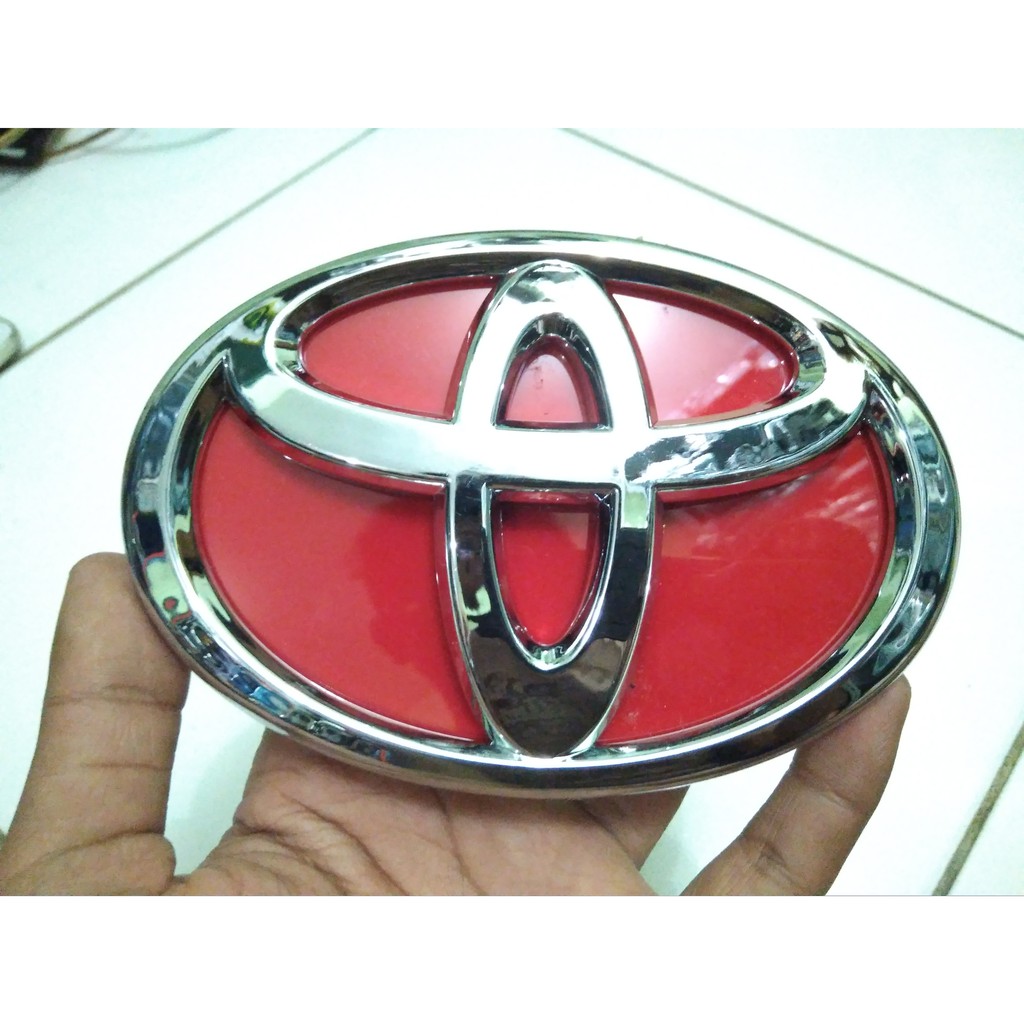 Emblem Toyota Depan AGYA dan VIOS LIMO Gen 2 Lambang Chrome TIMBUL Merah 13 cm