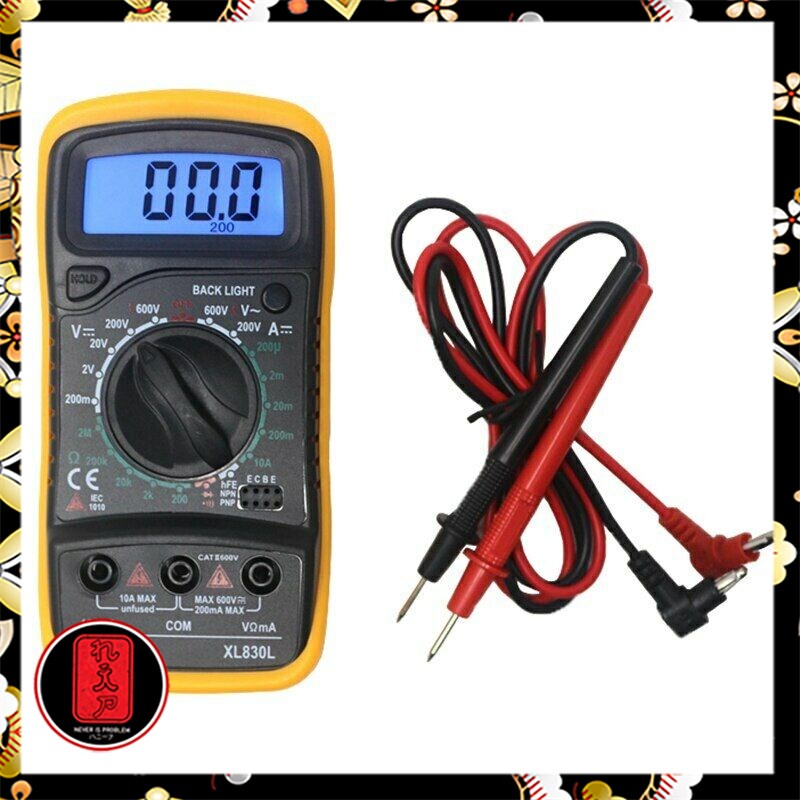 Junejour Mini Digital Multimeter AC/DC Voltage Tester - XL830L - Black