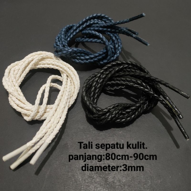 tali sepatu kulit asli.panjang 80cm-90cm.
