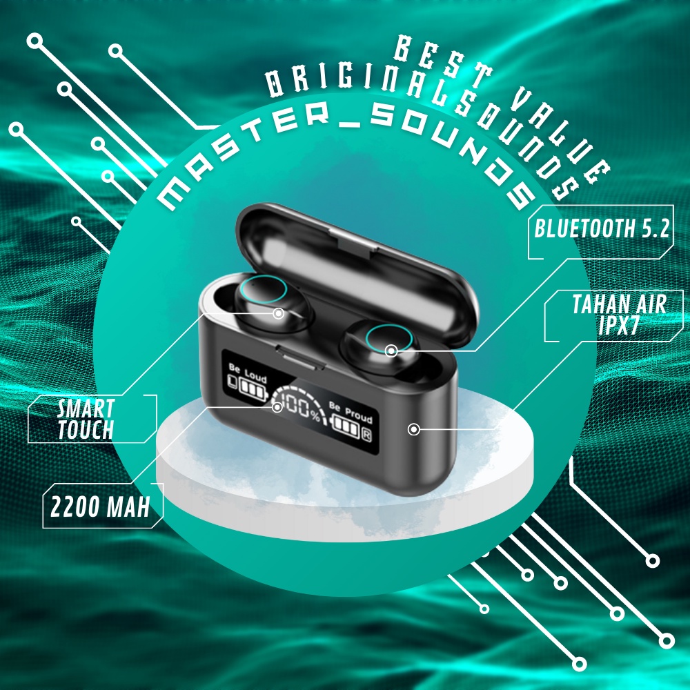 Headset Earphone Bluetooth 5.2 Wireless Low Latency Gaming Mode Full Stereo 2200 mAH  Tws Power Bank