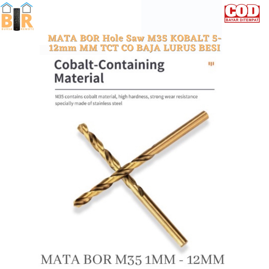 Mata bor Hole Saw M35 KOBALT 5mm - 12mm TCT CO baja LURUS BESI