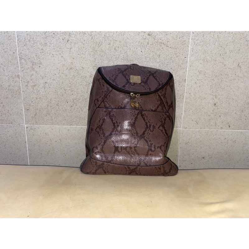 TAS RANSEL CEWE WANITA - KULIT TEKSTUR ULAR MANTUL (BROWN) - UK M L