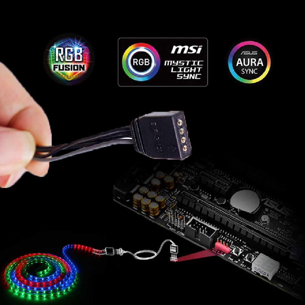 Kabel Adapter Kontrol Sinkronisasi Motherboard 5V / 12V Rgb 3 / 4 Pin