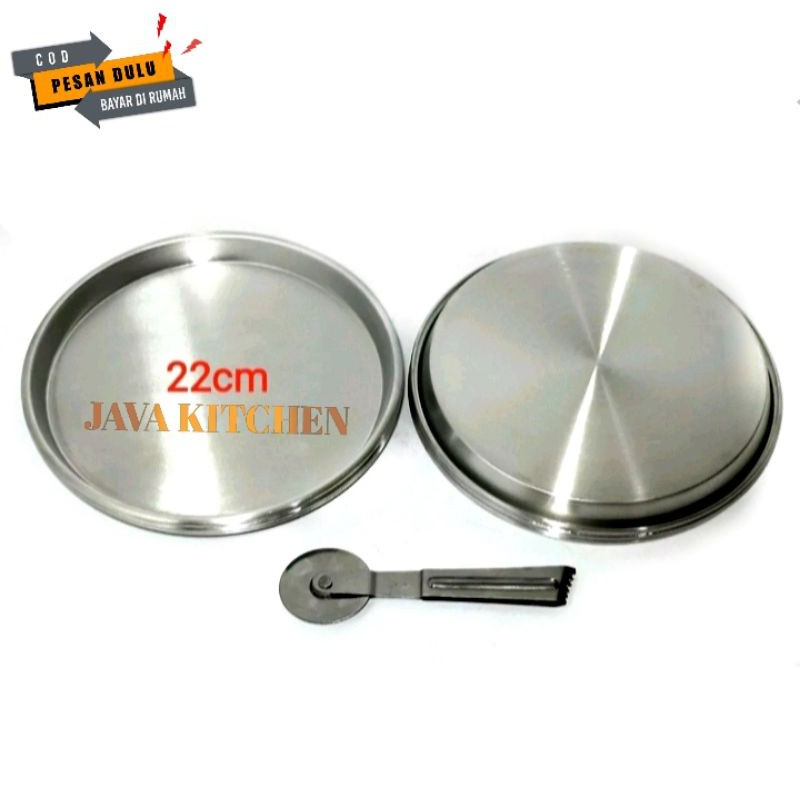 Loyang pizza anti lengket Diameter 22cm isi 6pcs bonus roll pizza