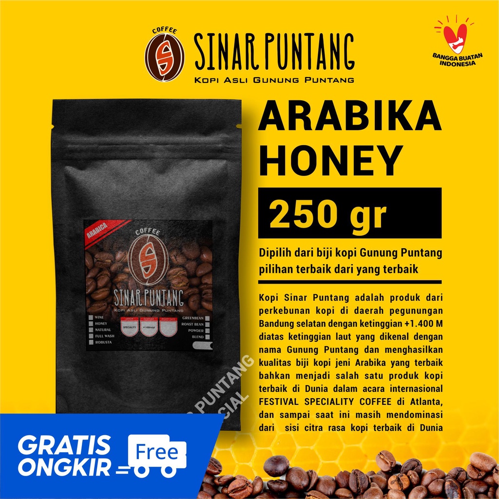 

KOPI ARABIKA PUNTANG (SINAR PUNTANG) ARABIKA HONEY (250 gr) | BIJI FULL ARABIKA GUNUNG PUNTANG