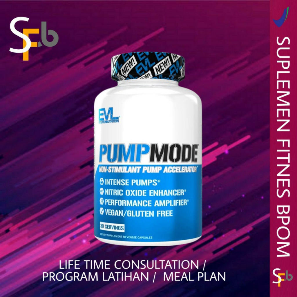 EVL Nutrition Pump Mode 60 Veggie Capsules Non Stimulant Pump Accelerator PRE-WORKOUT