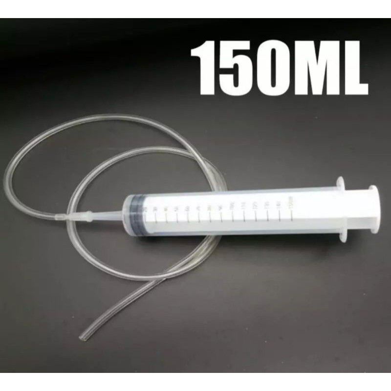 

suntikan plastik steril syiringe 150ml plus selang 1m alat bantu masak tuang krim makanan selai kue bolu brownies roti basah kering, pengukur isi ulang minyak makanan