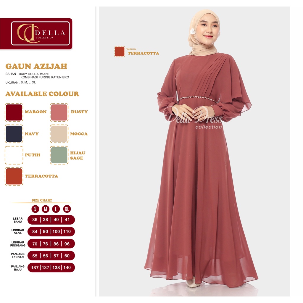 Della Dress - Dress Ajizah Dress  buat idul adha/Dress Bridesmaid/Dress Kondangan/Gaun muslim elegan