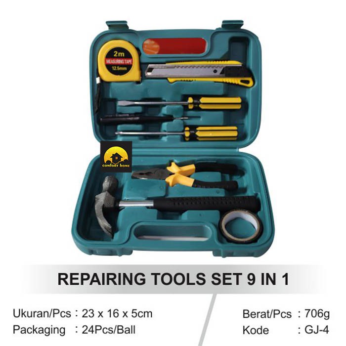 [ BISA COD ] Alat Tukang Perkakas Repairing Tool Set 9 in 1 Servis Maintenance