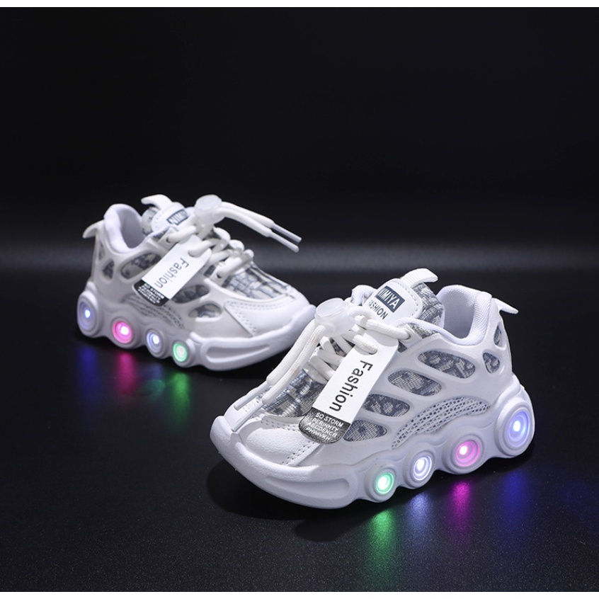 babyfit [size 21-30]sepatu lampu LED MIEWA sneakers anak import qt-0531r